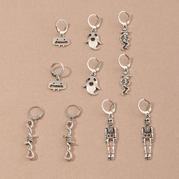 

jewelry personality halloween funny little ghost skull earrings, Silver