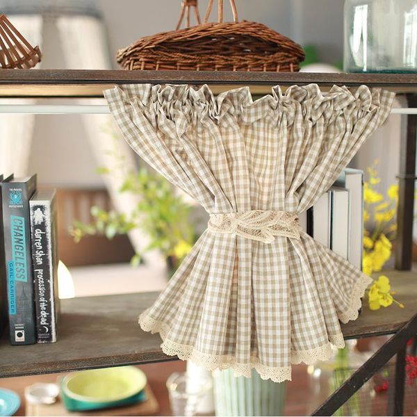 

half curtain with crochet lace short kitchen curtain cotton linen caffee curtaincabinet dust-proof