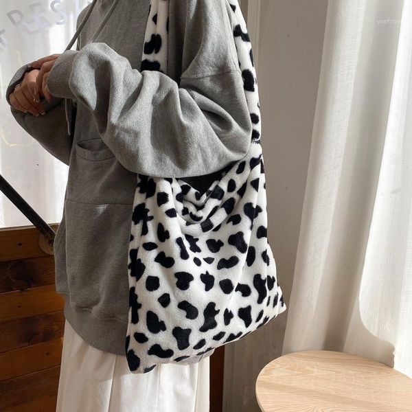 

evening bags elegant design cow pattern women tote handbags casual large capacity ladies shoulder bag simple fashion female messenger
