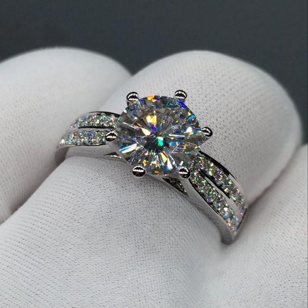 

wedding rings choucong brand fashion jewelry women ring 3ct 5a zircon cz 14kt white gold filled engagement band for, Slivery;golden