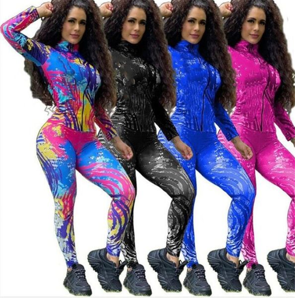 

women tie dye sweatsuit jacket 2 piece sets long sleeve coatleggings casual jogger suit spring clothing sports outfits plus size 3814, Gray