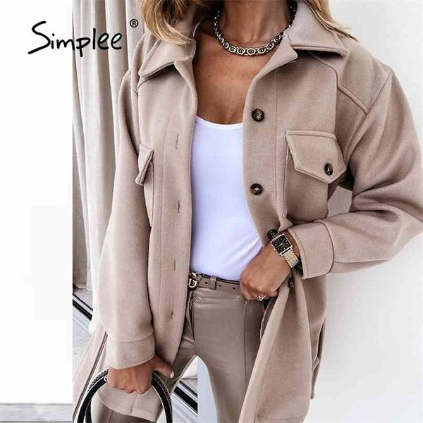 

office lapel jacket women autumn winter casual long sleeve female coat black white fashion business shirt jackets 210914, Black;brown