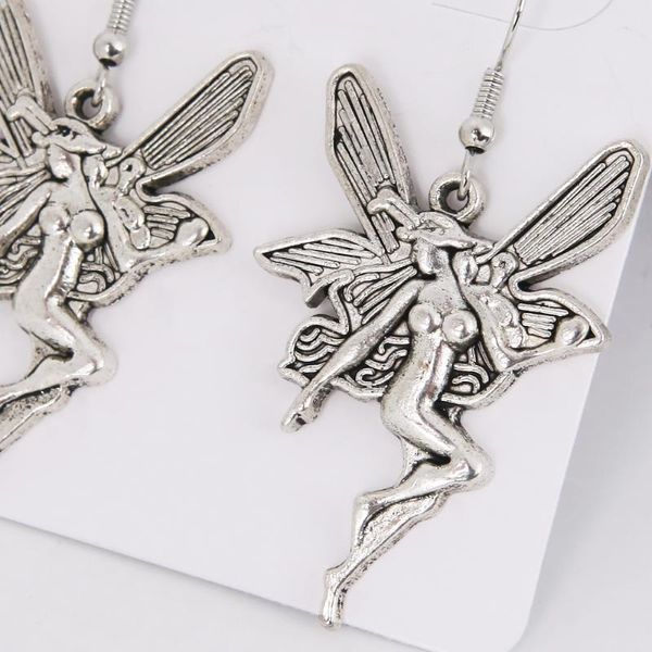 

pendant necklaces vintage fashion statement killua drop dangle earrings for women jewelry gift goth gothic lesbian angel fairy grunge access, Silver