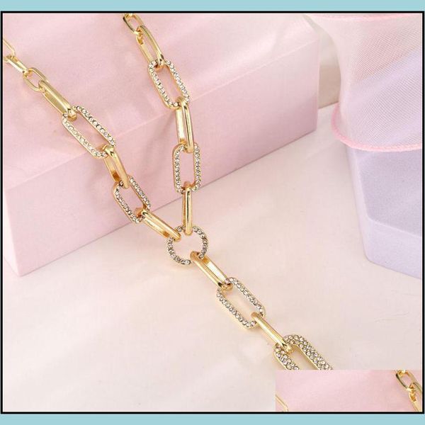 Colares de correntes pingentes jóias douradas colorz de papel clipe de corrente grossa colar de fêmea suéter feminino Aessories shiny shingone costura clav