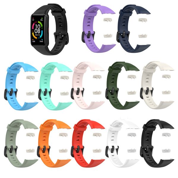 Soft Silicone Correia Colorida para Huawei Honra Banda 6 Smart Watch Wristband Substituição Esporte Bracelete Banda para Honra Band6 Strap