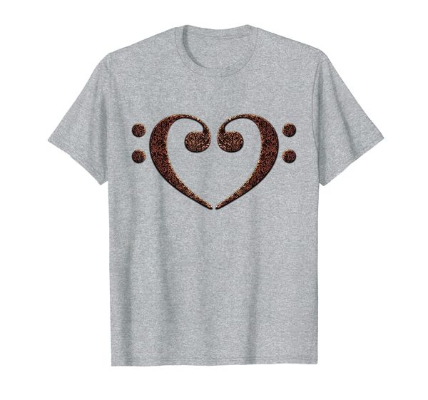 

double bass clef heart musical notes music lover bassist t-shirt, White;black