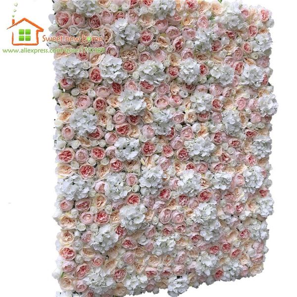 

decorative flowers & wreaths 3d artificial flower wall panels wedding background and pink hydrangea rose fake runner gy809