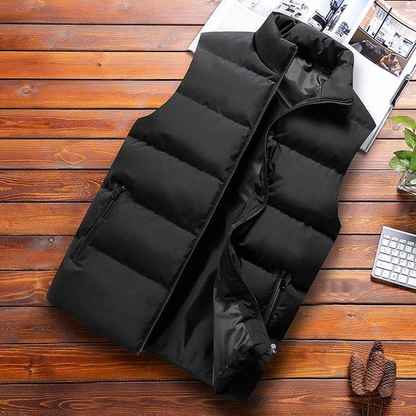 

mens vest men winter jackets warm cotton-padded men's vests casual coats male fashion vest men waistcoat zipper sleeveless coat, Black;white