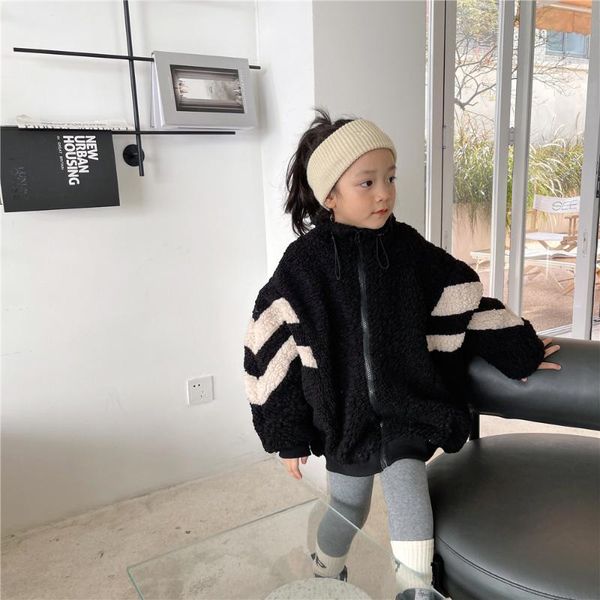 

jackets 2021 autumn winter girls fashion warm fleece coat kids, Blue;gray