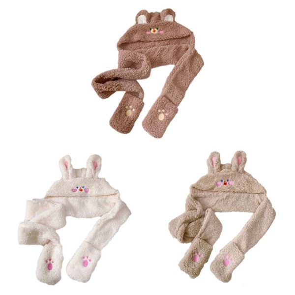 

beanies girl plush bear ear warm caps hat scarf gloves