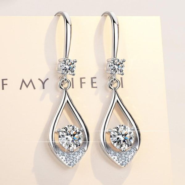 

dangle & chandelier luxury female dainty white blue crystal stone water drop earrings for women wedding jewelry vintage silver color