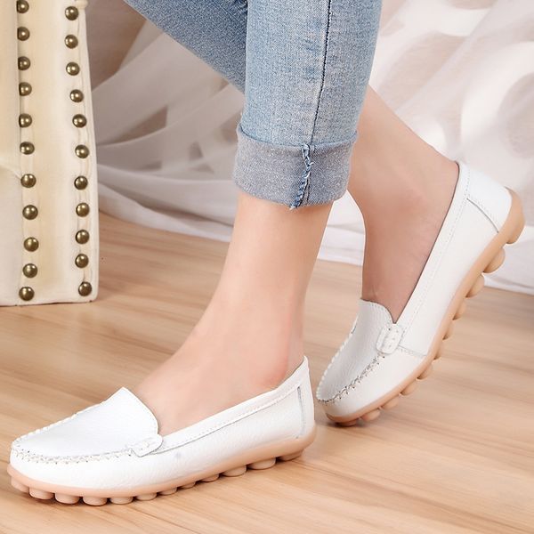 

spring woman flats casual large 44 female moccasins sheep slip-on women's flat shoes soft toe round yqva, Black