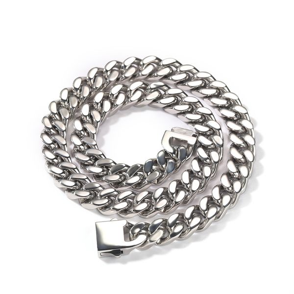 

stainless steel gold cuban link chain necklace silver mens necklaces hip hop jewelry 8/10/12mm