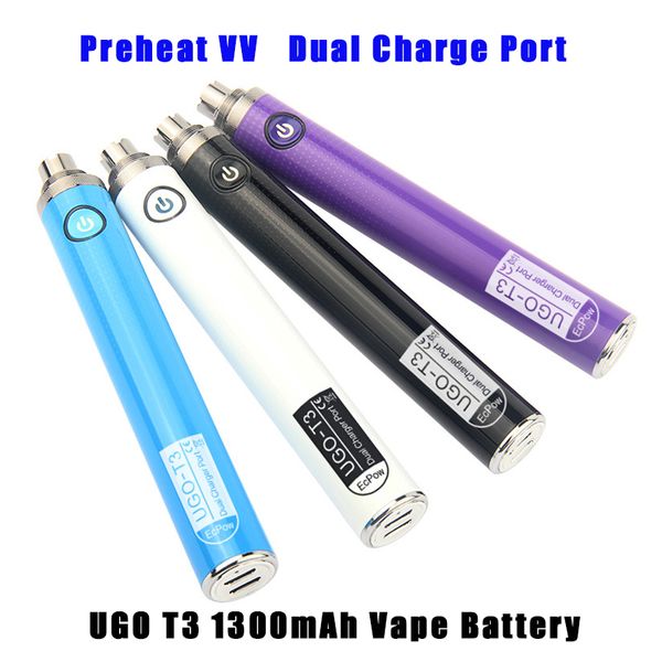 Vision UGO T3 Batterie eGo C Twist 1300 mAh Vorheizen VV Variable Spannung E-Zigarette eVod Vape Pen 510 Zerstäubertank