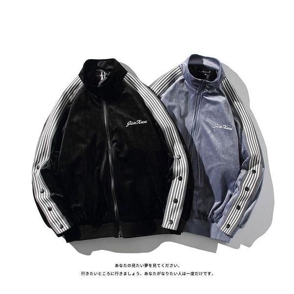 

men's jackets m-5xl japanese white background casual large size loose trend lovers embroidered button velvet jacket, Black;brown
