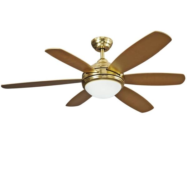 

vintage ceiling fan led ceiling light with remote control for living room dinning room within 5inch & 10 inch rod brass finish