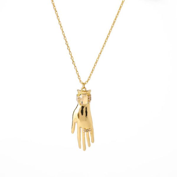 

pendant necklaces fashion jewelry sweater chain gold color hand palm long necklace for women choker & pendants accessories, Silver