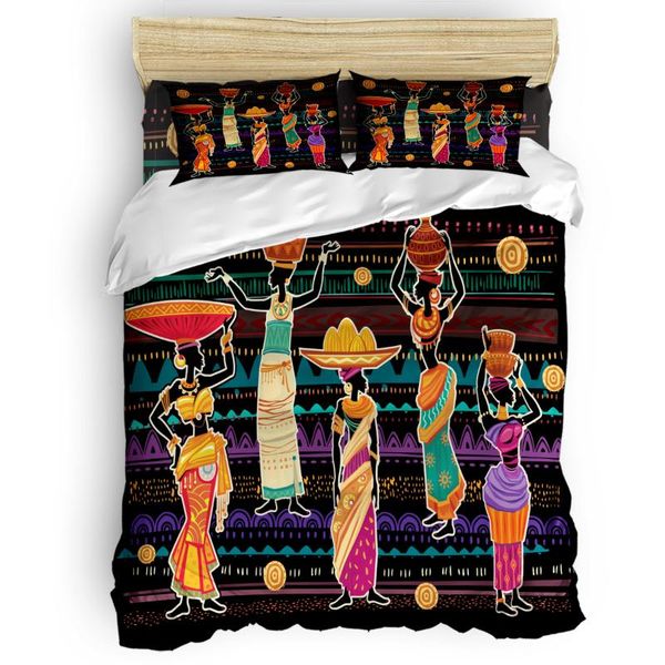 

bedding sets african women apron ceramic cartoon duvet cover set comfortable bedroom supplies comforter 2/3/4pcs