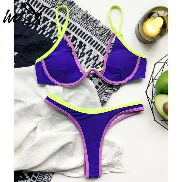 

women's swimwear in-x patchwork bikini set push up swimsuit women hollow out female string micro 2 pieces bathing suit 2021, White;black