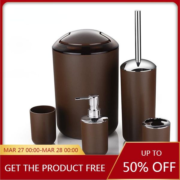 

bath accessory set goalone 6pcs/set luxury bathroom accessories plastic toothbrush holder cup soap dispenser dish toilet brush trash can