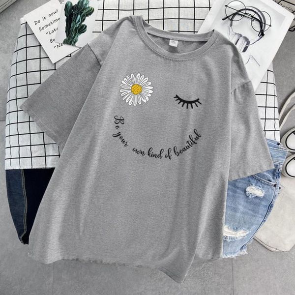 

women's t-shirt sleepy daisy face of yours t shirts for girls 2021 summer soft casual korean style tees ins fashion tshirts, White