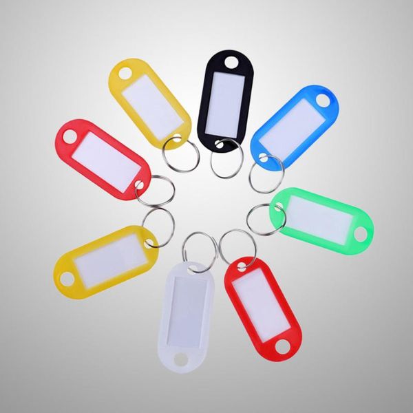 

keychains 100pcs key fobs luggage id tags labels with rings (random color), Silver