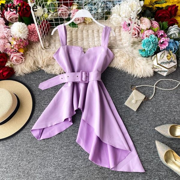 

women's blouses & shirts neploe irregular blouse women solid v neck sleeveless ladies blusa summer 2021 fashion sashes slim waist femal, White