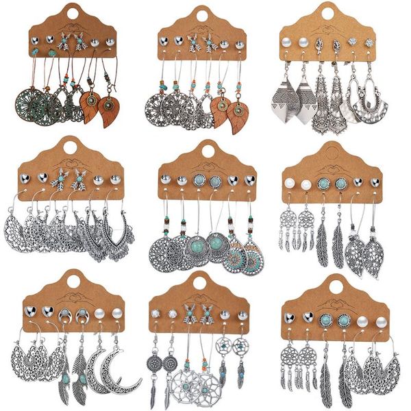 

dangle & chandelier vintage 2021 metal drop sets bundles for women sundry mixed ethnic boho hanging earring set jewelry accessories earrings, Silver