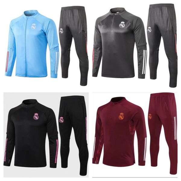

2021 2022 real madrid tracksuit jacket kit 2020 hazard soccer jersey modric benzema bale full zip football jogging jacket training suit, Black