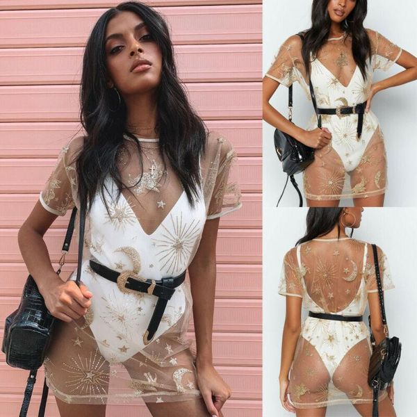 

women's swimwear women hollow out mesh net see-through bikini cover up bathing suit summer beachwear, White;black