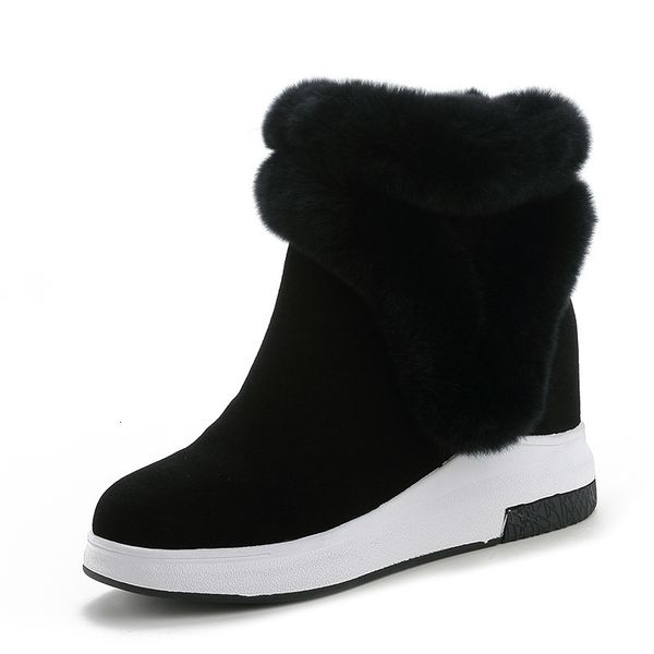 

swonco snow skin women's wedges boots for woman winter warm shoes 8mrb, Black
