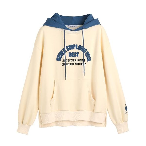 

women's hoodies & sweatshirts cashmere sweater for women autumn winter 2021 loose hooded korean version of pure cotton long-sleeved emb, Black