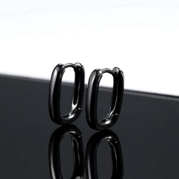 

hoop & huggie sterling silver earrings trendy men's net red female cool black trend personality single ear ring, Golden;silver