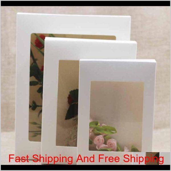 

white black kraft paper box with window gift box cake packaging wedding birthday gift package qylftd new_dhbest