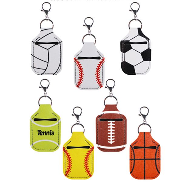 Esportes Hand Sanitizer Titular Caixa Chave FOB, Beisebol, Softball, Tênis, Basquete, Voleibol, Futebol, Futebol