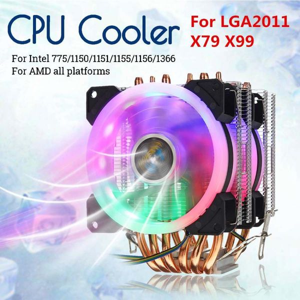 

cooler 2011 cpu cooler 6heatpipe cooling fan 4pin rgb pc computer case quiet heatsink fans for intel 775/115x/1366 x79 x99 & amd
