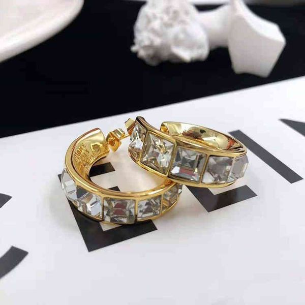 

70% off 2021 fashion square stone earrings brass 925 silver needle earrings female