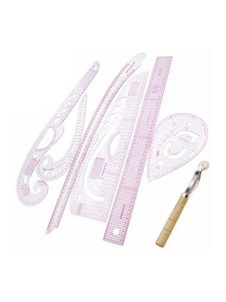 

1 set fashion design ruler multi function curve ruler drawing line straight sewing craft tool for clothing design, Black