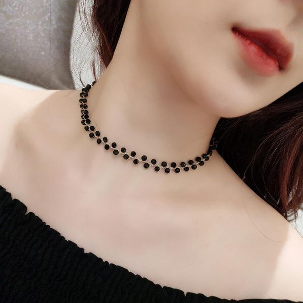 

chokers vintage noble 5k real gold crystal chain necklace for women luxury jewelry shiny zirconia wedding party gift ins, Golden;silver