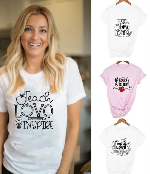 

and women fashion mens t shirts short sleeve teach love inepire letter print shirt funny teachers amp tees being, White;black