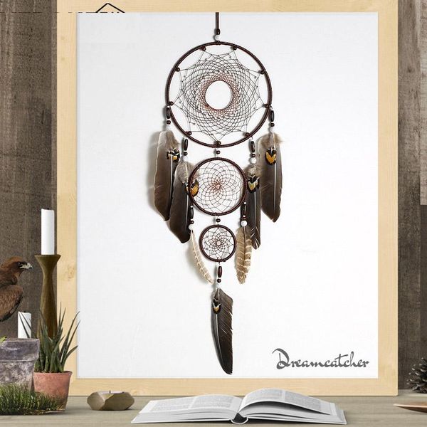 

decorative objects & figurines eagle feather dream catcher big 3 iron ring indoor pendant gift wedding decoration