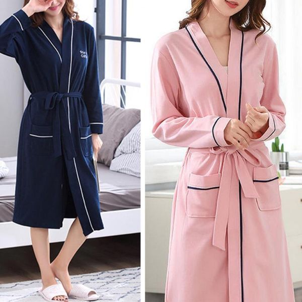 

winter warm robes fashion women soft long sleeve knee-length solid color pockets bath robe home gown sleepwear female gown 2021, Black;red