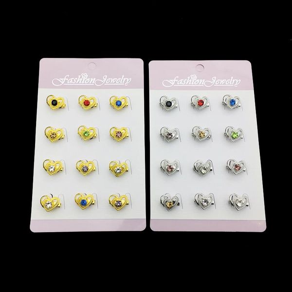 

pins, brooches 12pcs/set metral small rhinestones heart for women collar lapel pins safety scarf pin, Gray