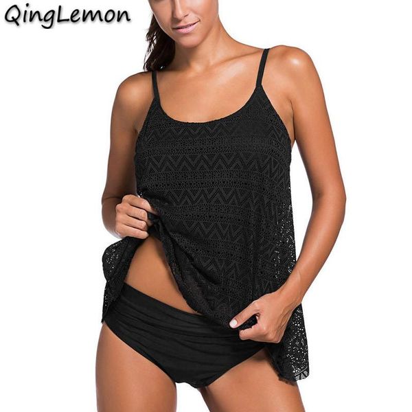 

one-piece suits plus size swimwear women tankini 2021 hollow out lace swimsuit push up mesh swimming bathing suit maillot de bain femme