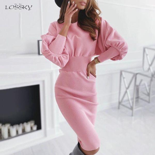 

casual dresses long dress autumn winter fashion elegant office ladies solid black sleeve for women clothes arrival 2021 fall, Black;gray