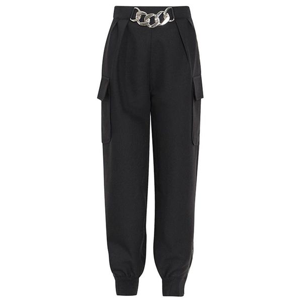 

women high waist cargo pants spring autumn casual joggers, Black;white