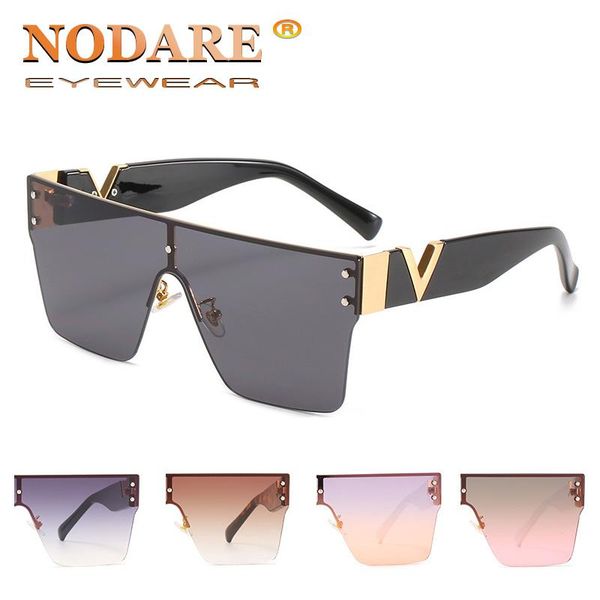 

sunglasses 2021 style one-piece trend one big square glasses fashion sun oversized with v frame uv400 wholesale, White;black
