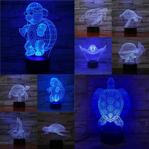 

night lights tortoise 3d led usb illusion lamp boys baby creative table sleeping light cartoon figure home decor support and color change