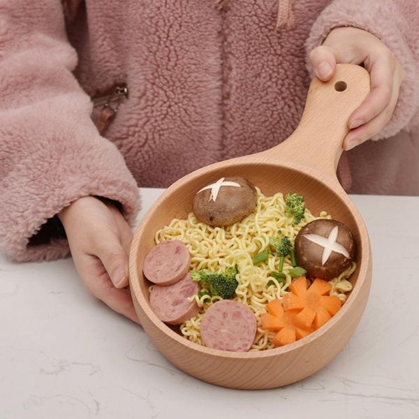 

bowls japanese wooden storage bowl personality creative fruit salad soup with handle kitchen tableware accessories