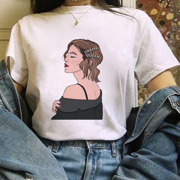 

harajuku t shirt women fun spoof tee cartoon ladies print t-shirt 90s girls tees femme, White